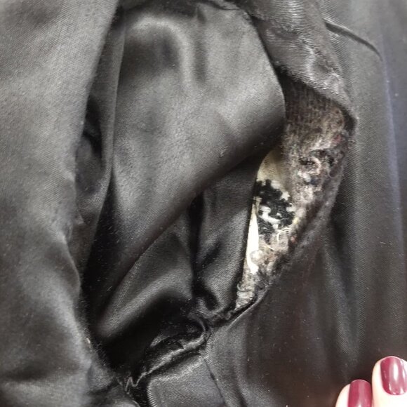 Vintage 1970s Black & White Chevron Herringbone Wool Maxi Coat – Double-Breasted - Picture 10 of 10